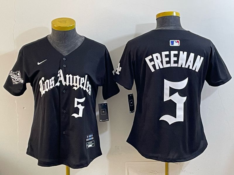 Women Los Angeles Dodgers #5 Freeman Black 5th Jointly Name 2026 Nike MLB Jersey style 03